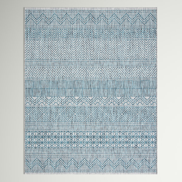 Freeport Park® Johansson Southwestern Teal Indoor / Outdoor Area Rug